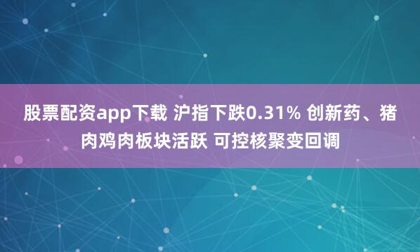 股票配资app下载 沪指下跌0.31% 创新药、猪肉鸡肉板块活跃 可控核聚变回调