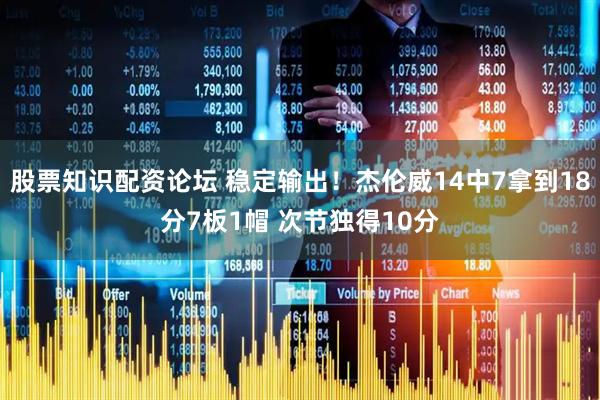 股票知识配资论坛 稳定输出！杰伦威14中7拿到18分7板1帽 次节独得10分